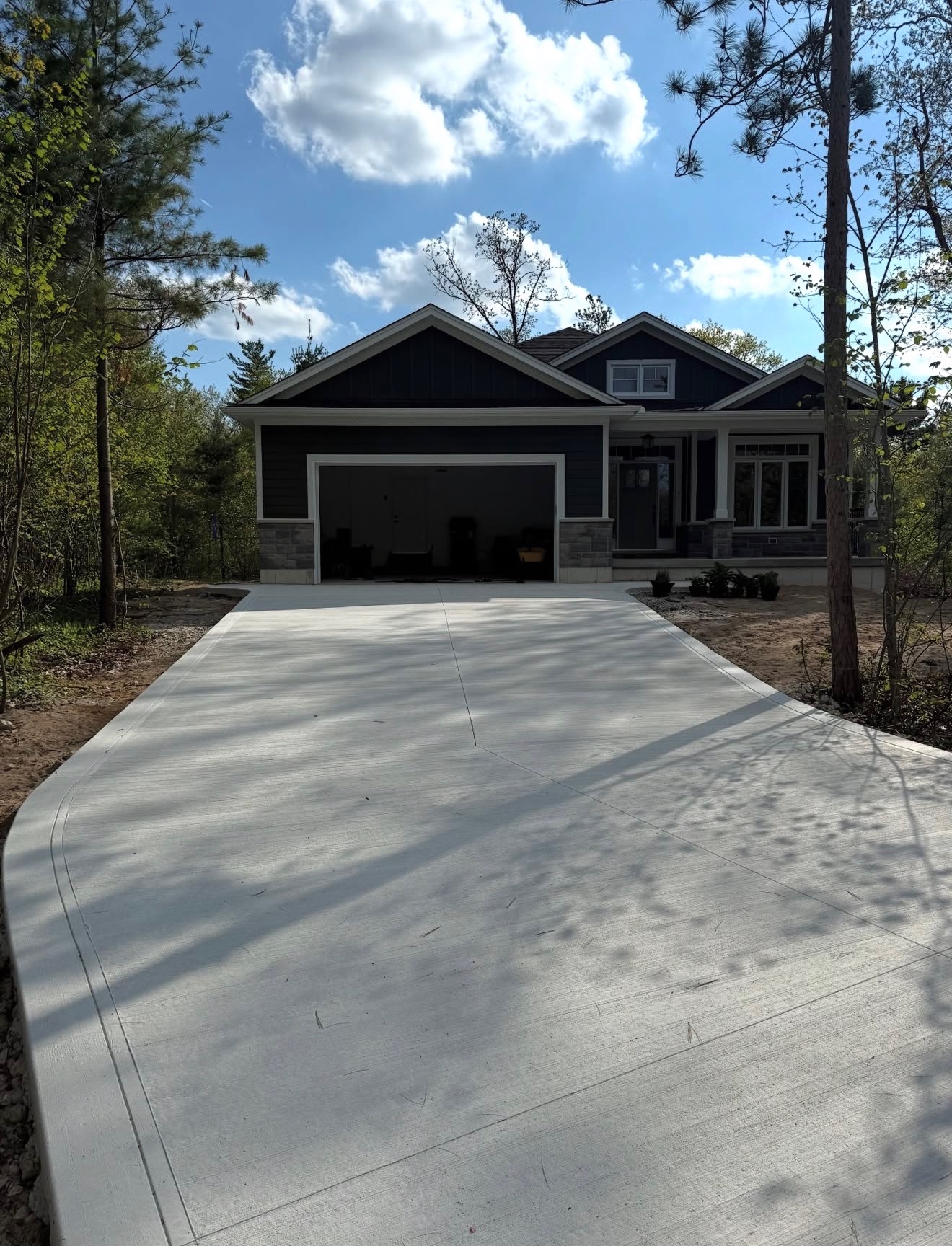 New residential concrete driveway