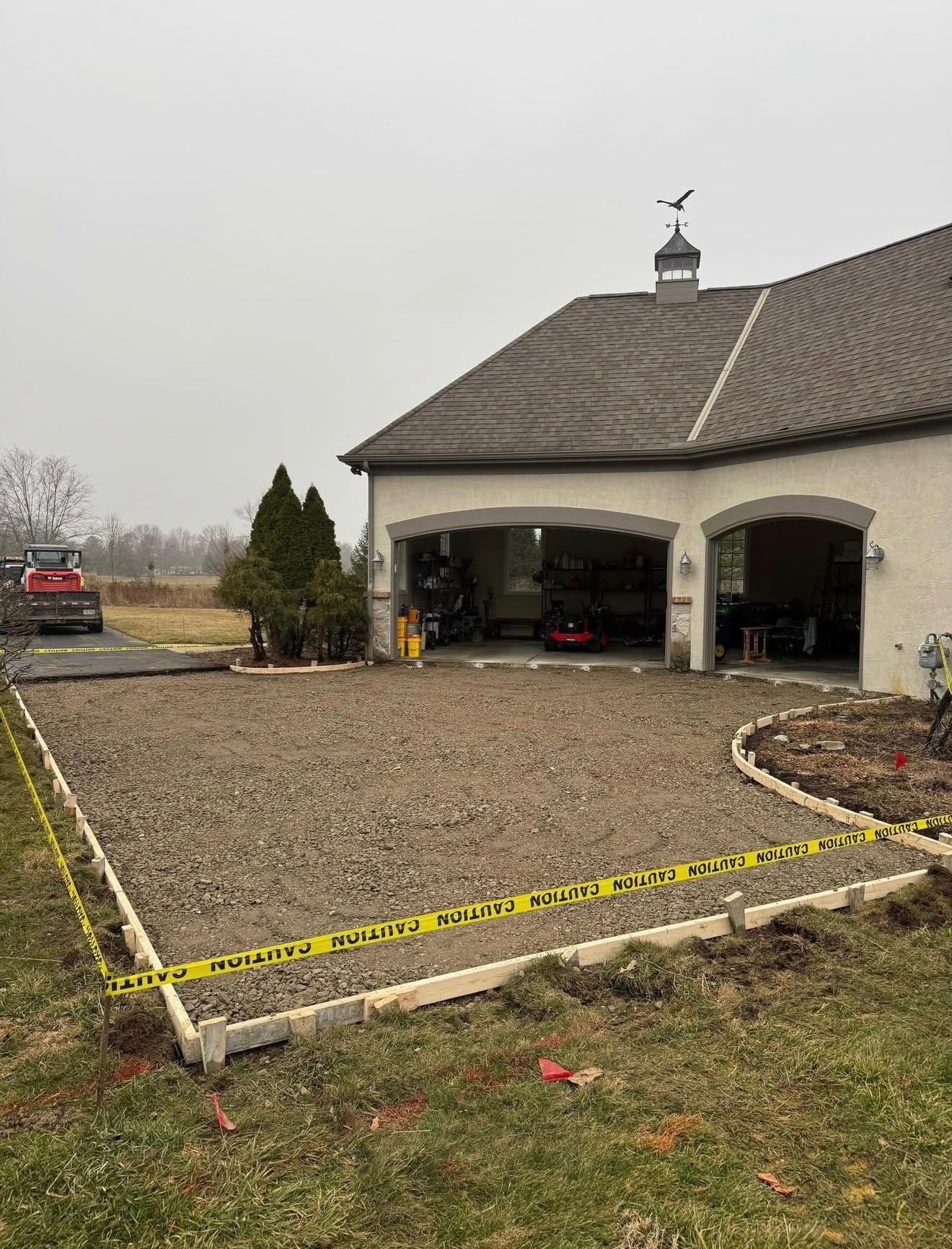 Driveway formwork and gravel base preparation
