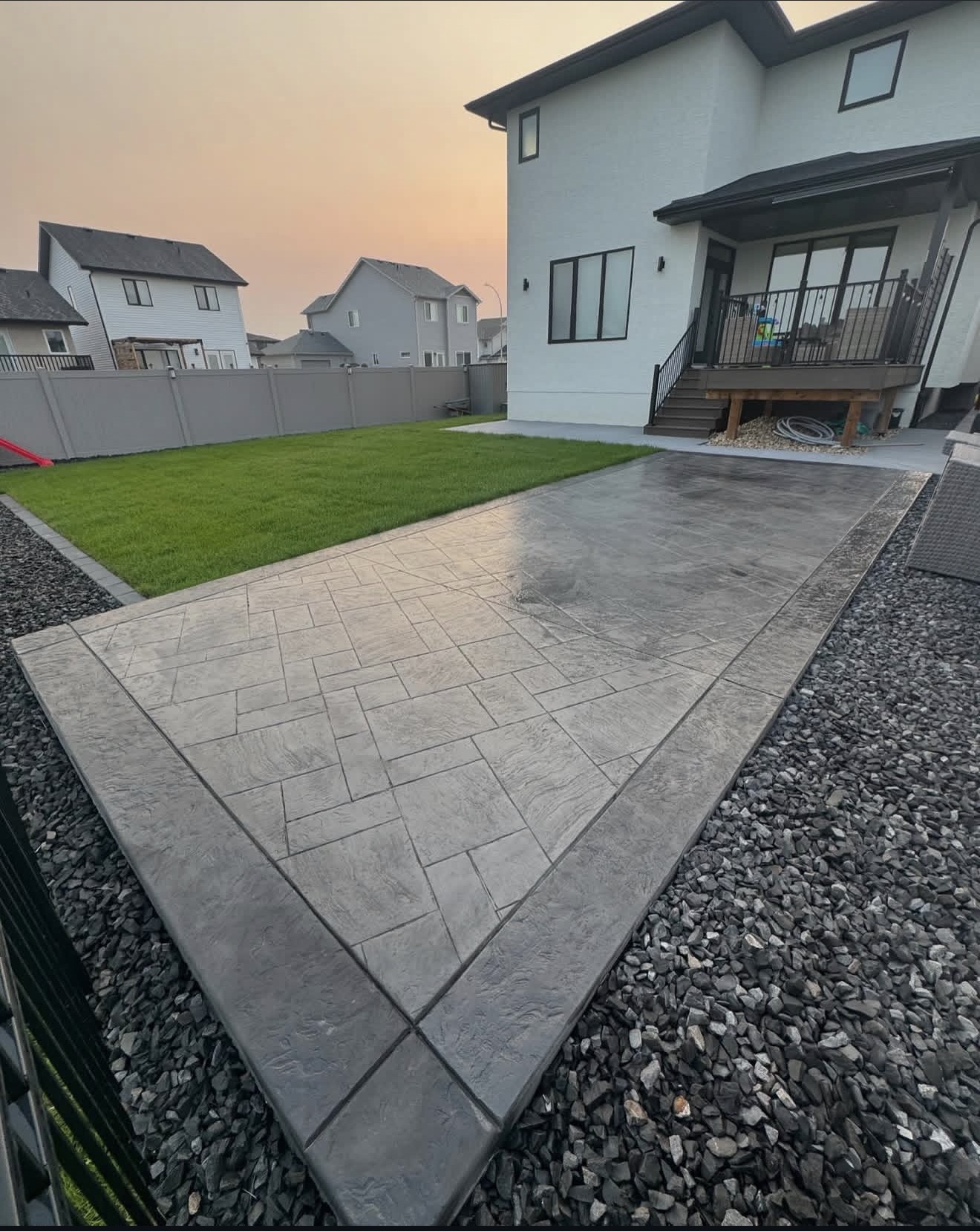 Stamped concrete patio and walkway installation in Salem, Oregon