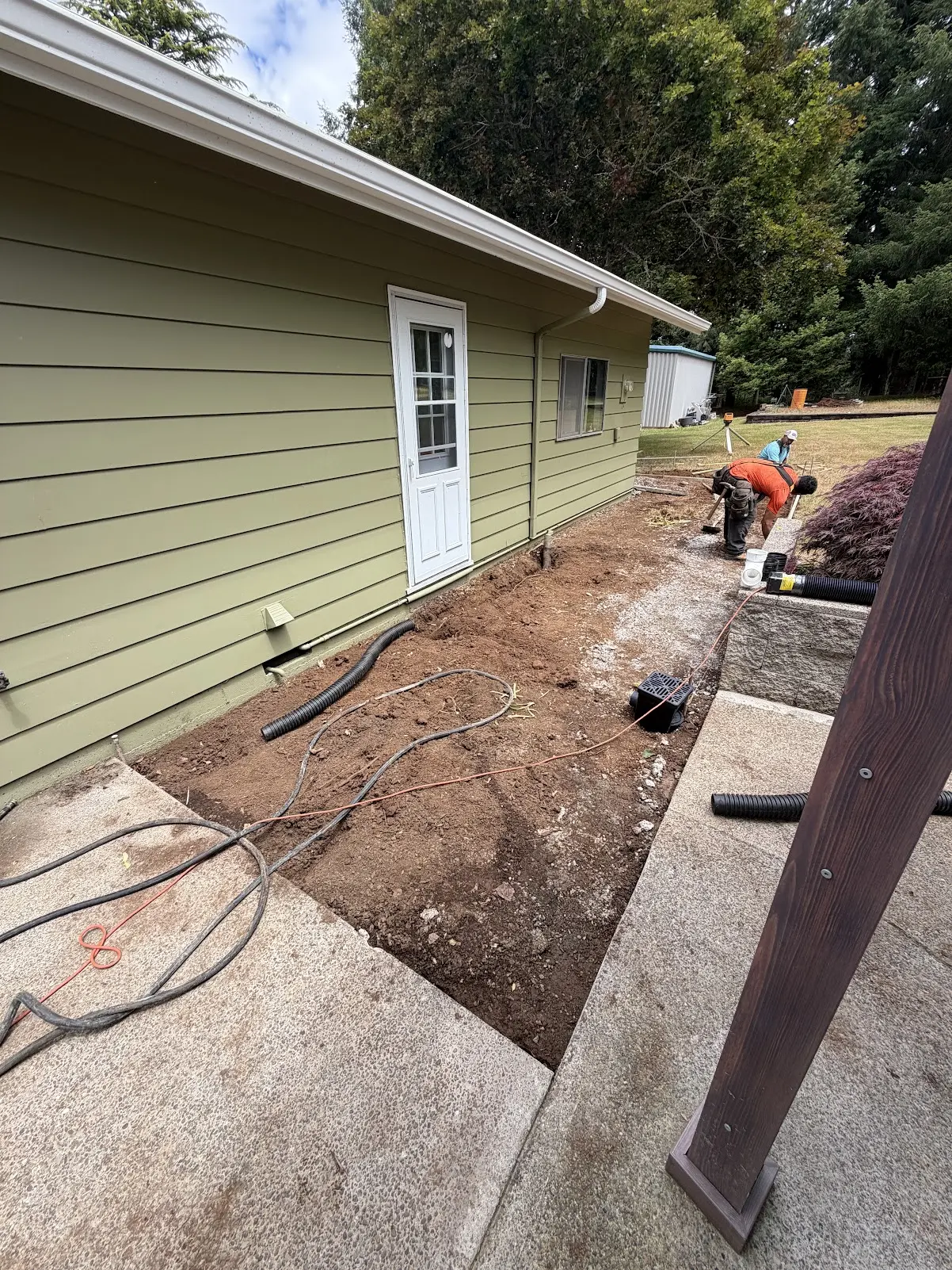 Residential concrete prep and drainage work in Salem, Oregon